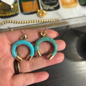 Turquoise and Gold Hoop Earrings